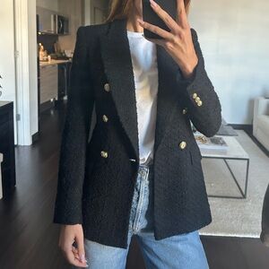 Zara Tweed Black Blazer XS